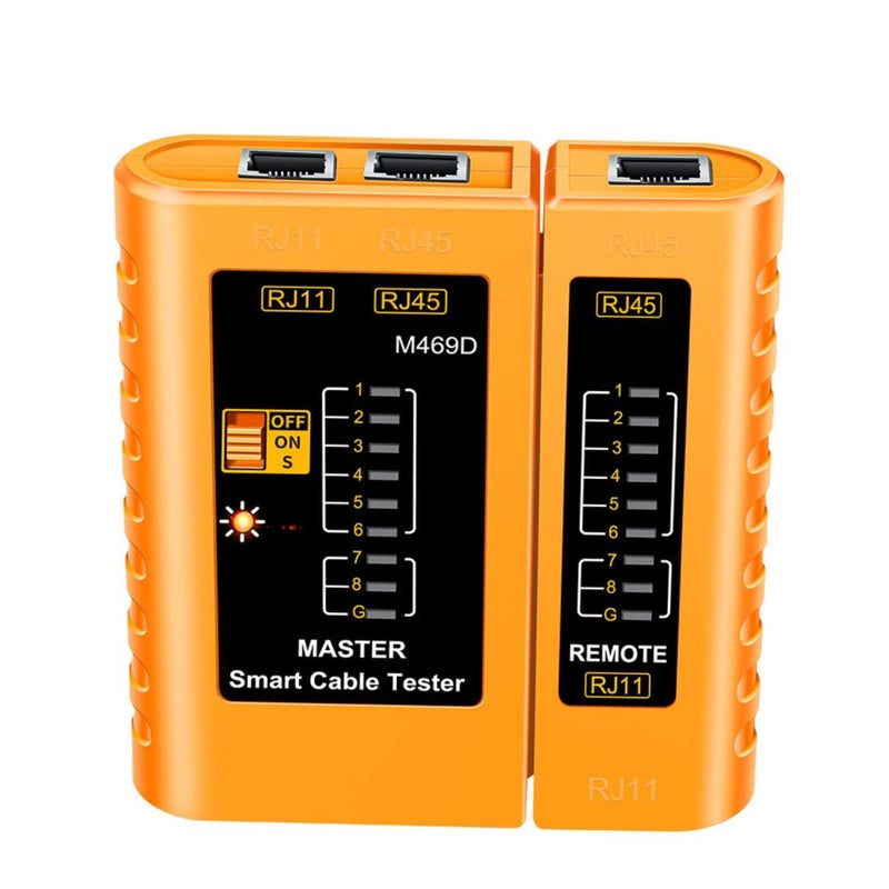 Network Cable Tester Tool Orange Portable Lightweight Wire Tester Multi Function Adjustable Speed Cable Check For Pc And Design - Image 2