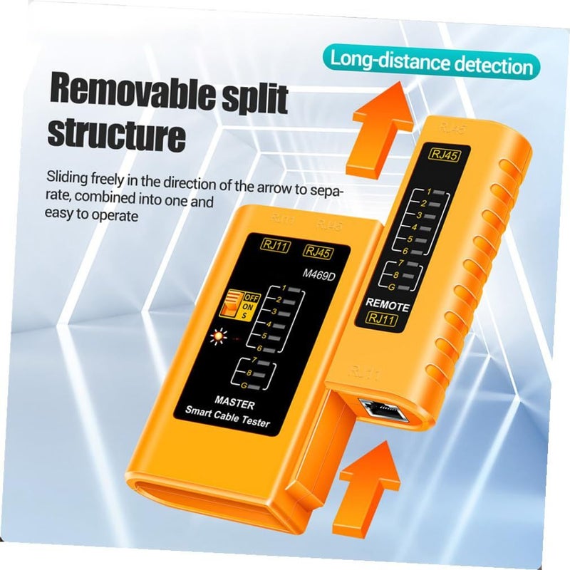 Network Cable Tester Tool Orange Portable Lightweight Wire Tester Multi Function Adjustable Speed Cable Check For Pc And Design - Image 4