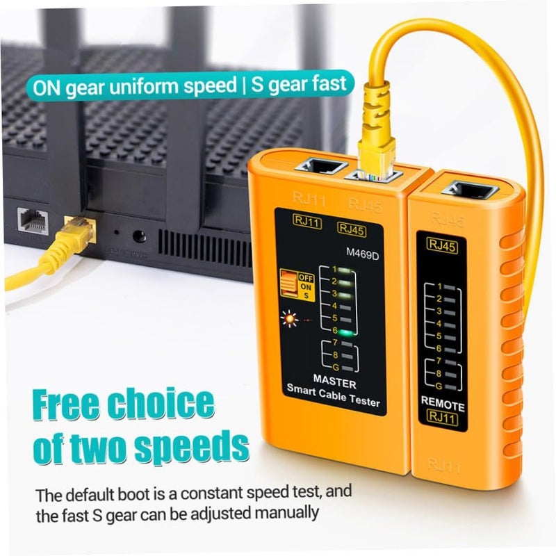Network Cable Tester Tool Orange Portable Lightweight Wire Tester Multi Function Adjustable Speed Cable Check For Pc And Design - Image 5