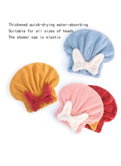 MIXDE Super Absorbent Hair Towel Wrap Cap for Wet Hair,4pcs Coral Velvet Hair Drying Caps,Bow-Knot Shower Cap,Quick Dry Head Wrap Bath Cap Thickened Hair Turban Wrap Cap for Girls Women  - Image 2