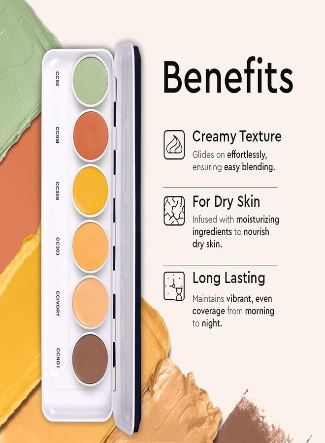 C2P PROFESSIONAL MAKEUP C2P Pro Supraemeshield 6-in-1 Color Corrector Palette | Cream-Based Concealer, Foundation & Contour | Neutralizes Redness, Dark Circles & Blemishes | Buildable Coverage, Ideal for Dry Skin | 21g - Image 3