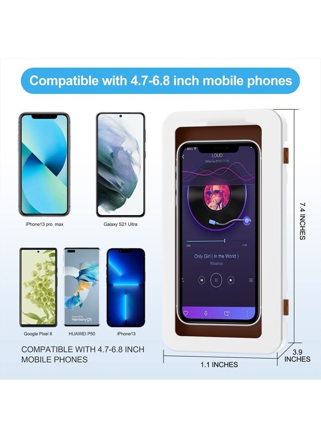 KUNSLUCK Shower Phone Holder Waterproof, Anti-Fog Touch Screen Shower Phone Case, Wall Mount Phone Holder for Shower Bathroom Mirror Bathtub, Compatible with 4.7"-6.8" Mobile Phones - Image 5