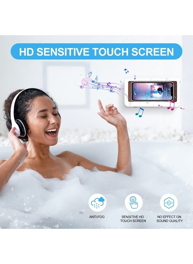 KUNSLUCK Shower Phone Holder Waterproof, Anti-Fog Touch Screen Shower Phone Case, Wall Mount Phone Holder for Shower Bathroom Mirror Bathtub, Compatible with 4.7"-6.8" Mobile Phones - Image 3