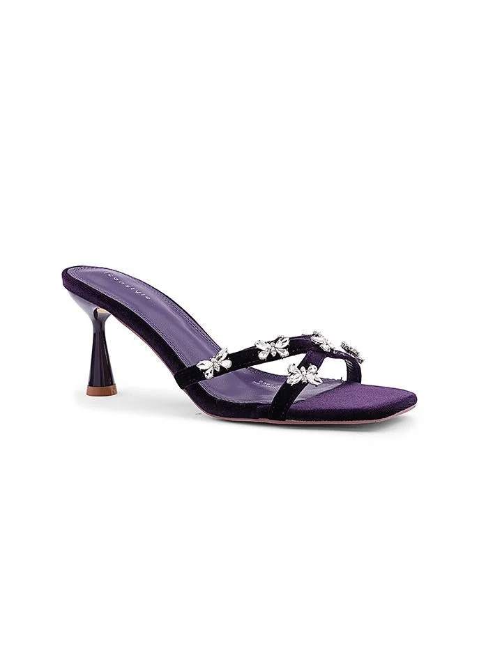 IconStyle Night Purple Feminine heel slipper featuring decorative bow detail.