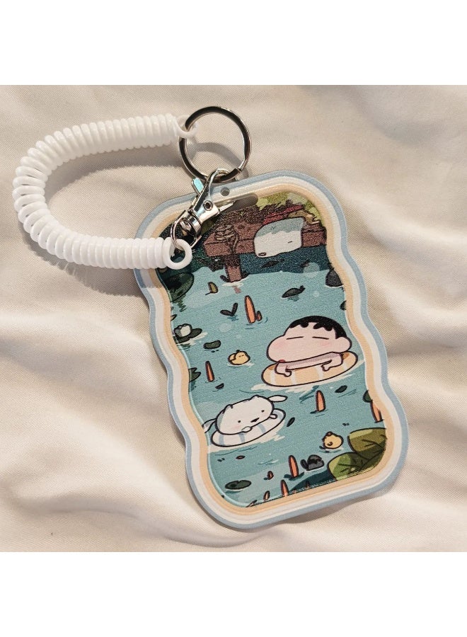 NIBEMINENT 1 - Piece Cute New Kpop Photo Card Holder Pendant Key Chain ID Badge Holder ID Card Holder Photo Card Protector for School ID Office ID Access Card for Women Girls