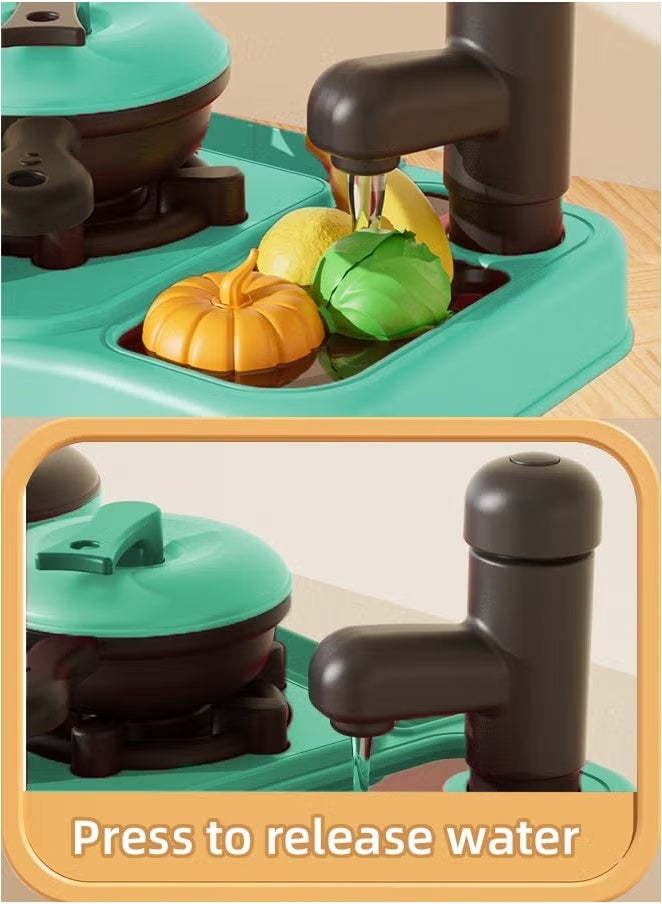 45PC Kitchen Pretend Toy Set ,Kids Mini Kitchen Toys Simulation Cooking Set,Children's toy kitchen set with game sink,Playhouse Kitchen Children's Toy Set,Children Role Play Cookware Indoor DIY Kitchen Toy Games Kitchen Accessories Toys Sets for Boys Girls Kids - Image 5