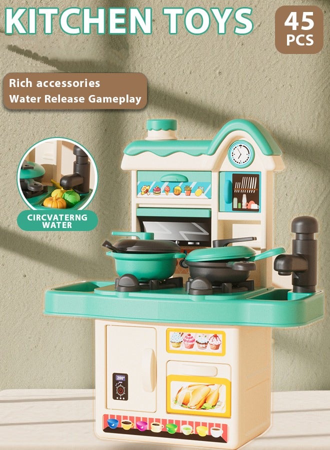 45PC Kitchen Pretend Toy Set ,Kids Mini Kitchen Toys Simulation Cooking Set,Children's toy kitchen set with game sink,Playhouse Kitchen Children's Toy Set,Children Role Play Cookware Indoor DIY Kitchen Toy Games Kitchen Accessories Toys Sets for Boys Girls Kids - Image 1