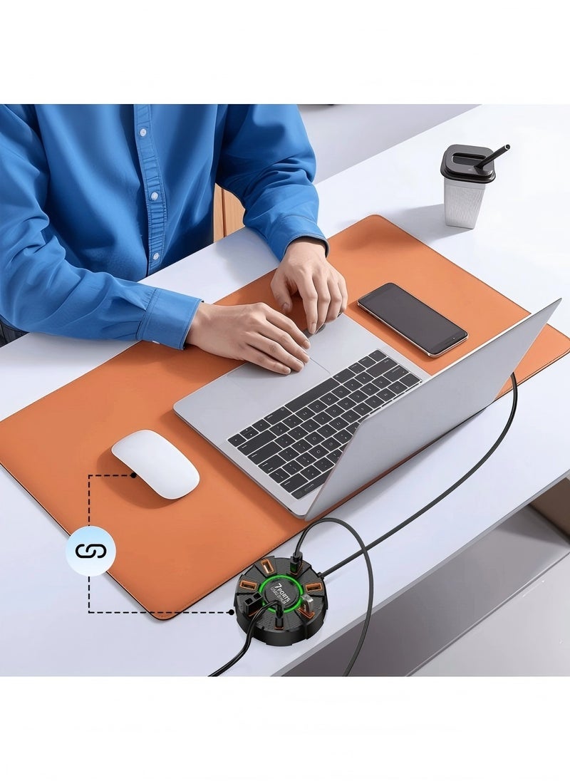 PRO Laptop USB Hub USB 2.0 Hub USB Port Hub 7 Port USB 2.0 Data Hub USB Data Hub Splitter Multiple Extra USB Ports Extender Adapter Laptop Keyboard Hard Drive USB Audio Data Transfer Support Windows series/MacOS/Liniux and other systems, multi-system compatible（0.6M）  - Image 3