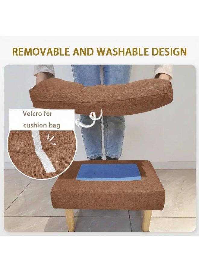 WALALLA Multifunctional Wood Foot Stool, Ottoman Foot Rest, Under Desk Footrest, Step Stool Seat, Home Chair with Removable Soft Foot Rest Pad with 2-Tier Pad, Stool Legs for Home, Office - Image 3
