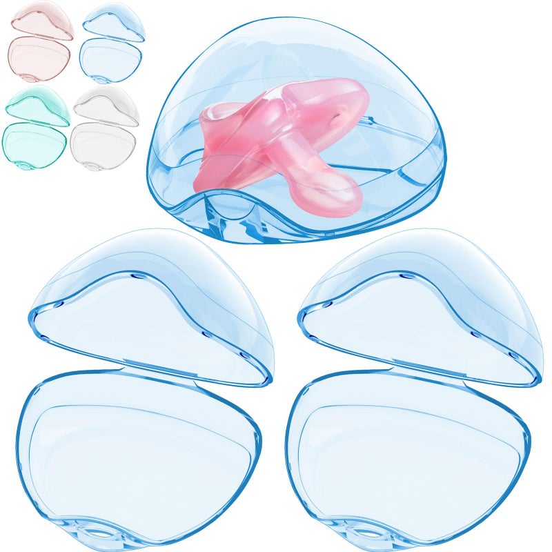 Smlpuame Pacifier Case3 Pack BPA Free Pacifier Holder CaseTransparent Container Box for Baby BinkyNot IncludedEssential Pacifier AccessoriesAlway Keep Paci CleanEasy to CleanBlue
