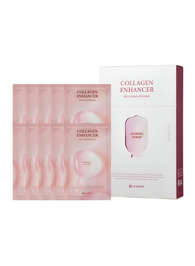 Leaders LEADERS Collagen Enhancer Skin Renewal Mask - Boosts Elasticity, Firmness & Hydration for a Plump - Hydrating Face Mask with Hydrolyzed Collagen, Plant Extracts, & Moisture-Rich Formula - 10 Sheets - Image 1