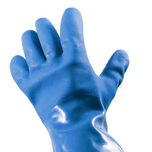 Camco Durable All Purpose RV and Camper Reusable Sanitation Gloves Will Grip in Wet or Dry Conditions Blue PVC Gloves 1 Pair 40287 - Image 2