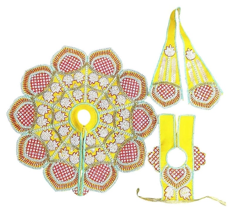 Partish Laddu Gopal Heavy Janamashtmi Poshak Size 3 l Ladoo Gopal Dress l Bal Gopal l Kanha Ji Thakur Ji Dress(Pack of 4) - Image 4