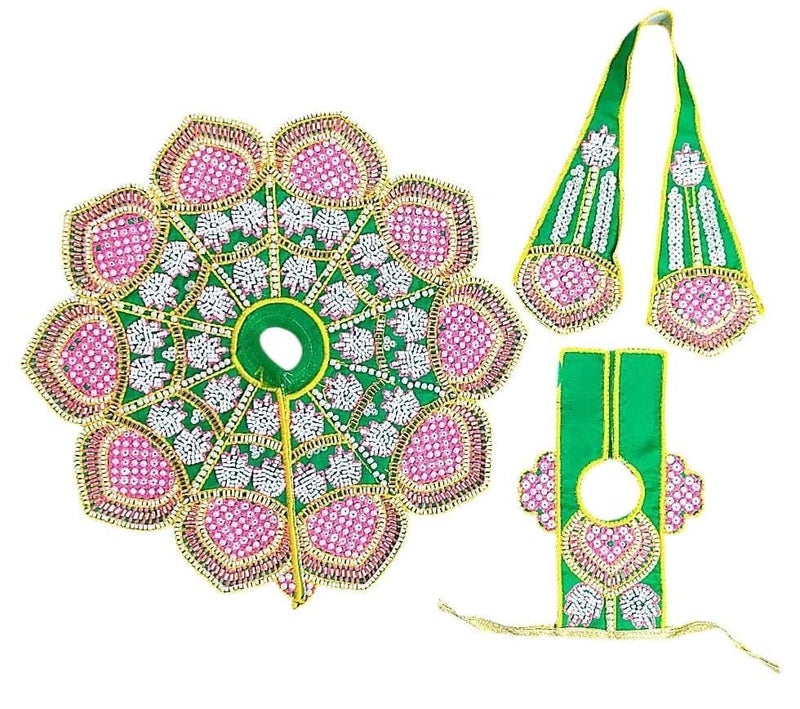 Partish Laddu Gopal Heavy Janamashtmi Poshak Size 3 l Ladoo Gopal Dress l Bal Gopal l Kanha Ji Thakur Ji Dress(Pack of 4) - Image 2