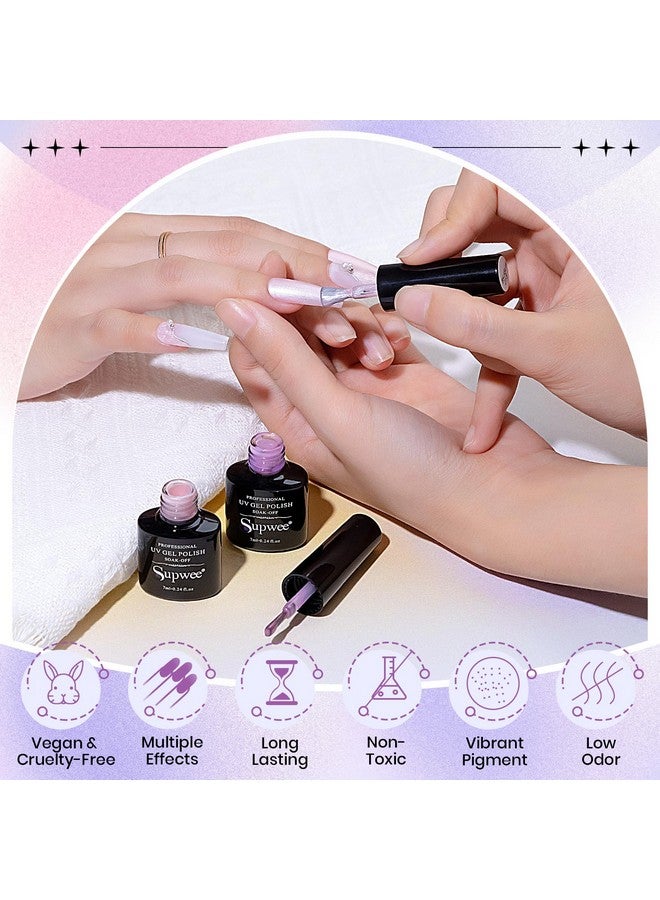 سوبوي طلاء أظافر جل اللؤلؤ 12 لونًا من جل طلاء الأظافر اللامع على شكل حورية البحر باللون الأبيض والوردي والأزرق قزحي الألوان جل طلاء الأظافر من الأشعة فوق البنفسجية لطلاء الأظافر بنفسك في المنزل - Image 4