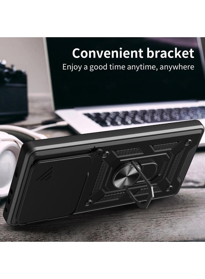 Case Cover Shockproof Protective Case with Camera Protection and Metal Ring Compatible with   Vivo V60 Lite (Black) - Image 2