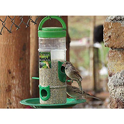 SpikeZone - Bird Feeder Hanging Grill, Bird Feeder for Balcony, Outdoor Bird Feeder (Green, Transparent Pack of 2 Pcs) - Image 5