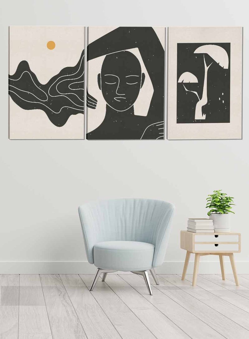 LOWHA Set Of 3 Framed Canvas Wall Arts Stretched Over Wooden Frame Woman And Tree Abstract Paintings For Home Living Room Office Decor  - Image 1