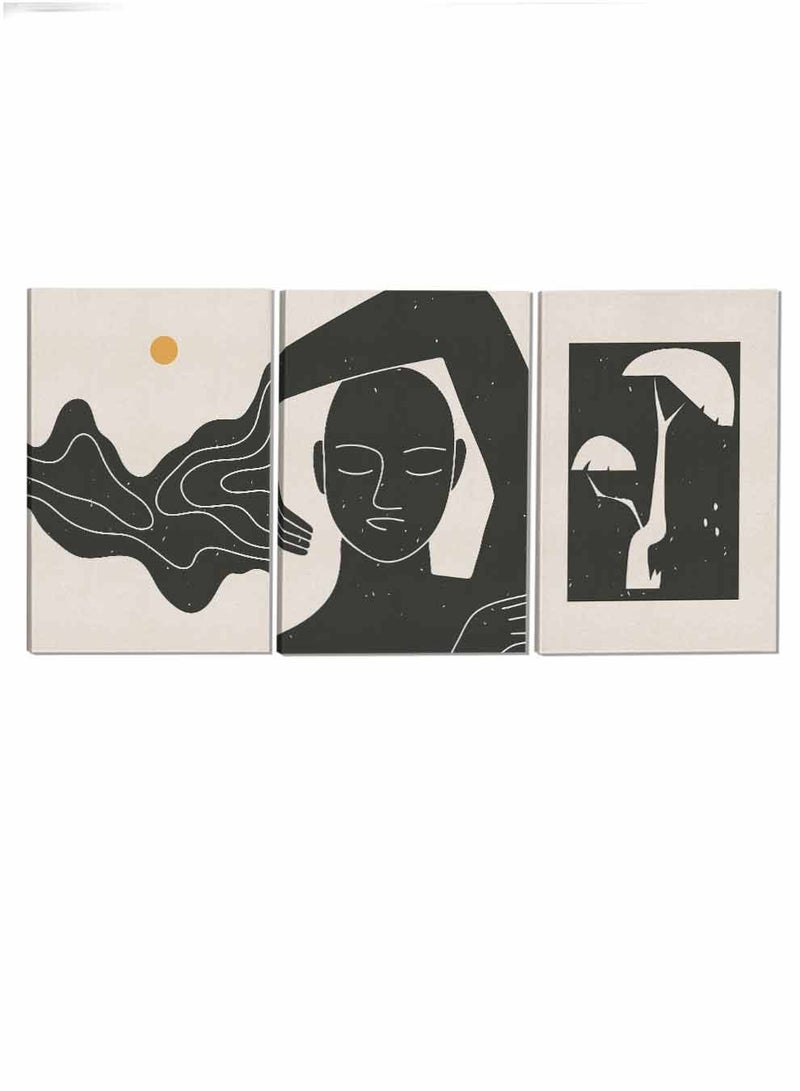 LOWHA Set Of 3 Framed Canvas Wall Arts Stretched Over Wooden Frame Woman And Tree Abstract Paintings For Home Living Room Office Decor  - Image 4
