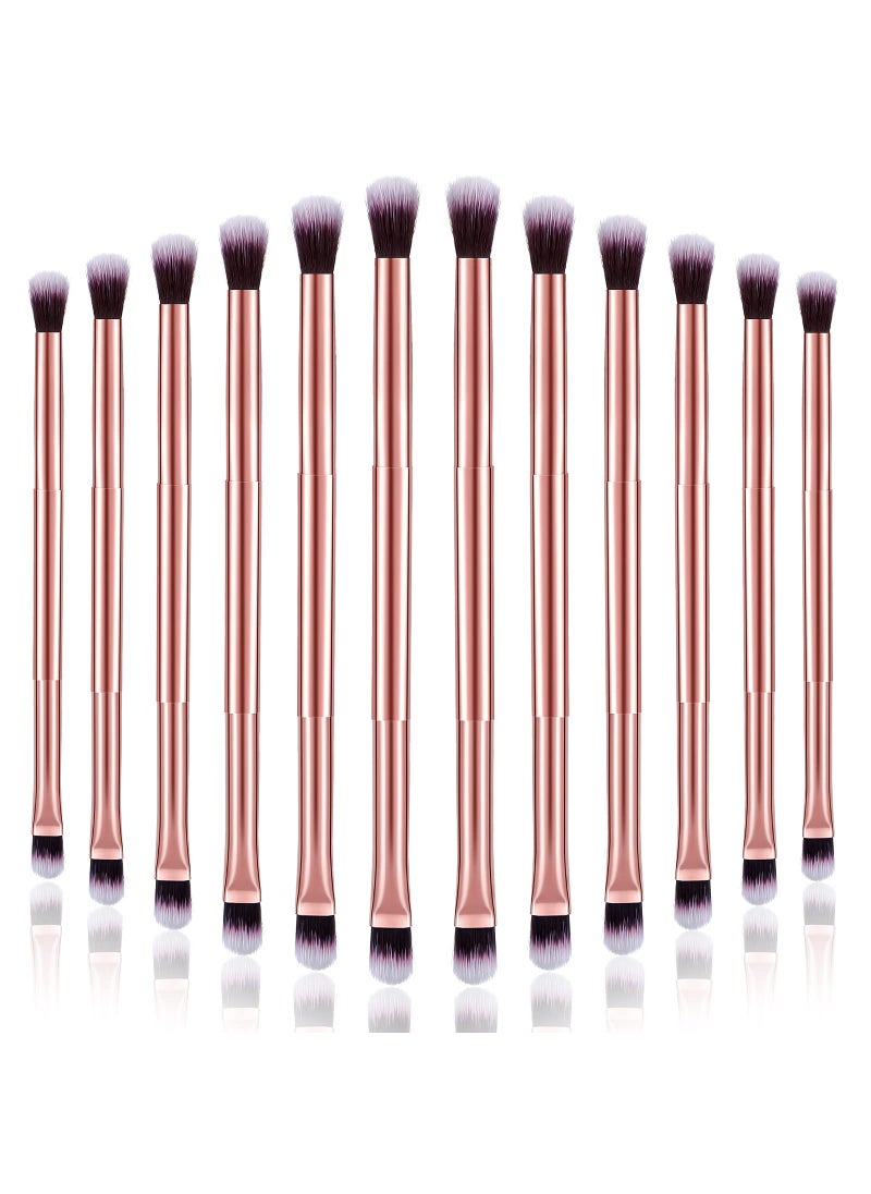 Perthlin Perthlin 12 Pcs Eyeshadow Smudge Brush 2 in 1 Eyeshadow Double Ended Concealer Brush Under Eye Small Soft Firm Pointed Foundation Makeup Applicator for Blending Liner(Rose Gold) 