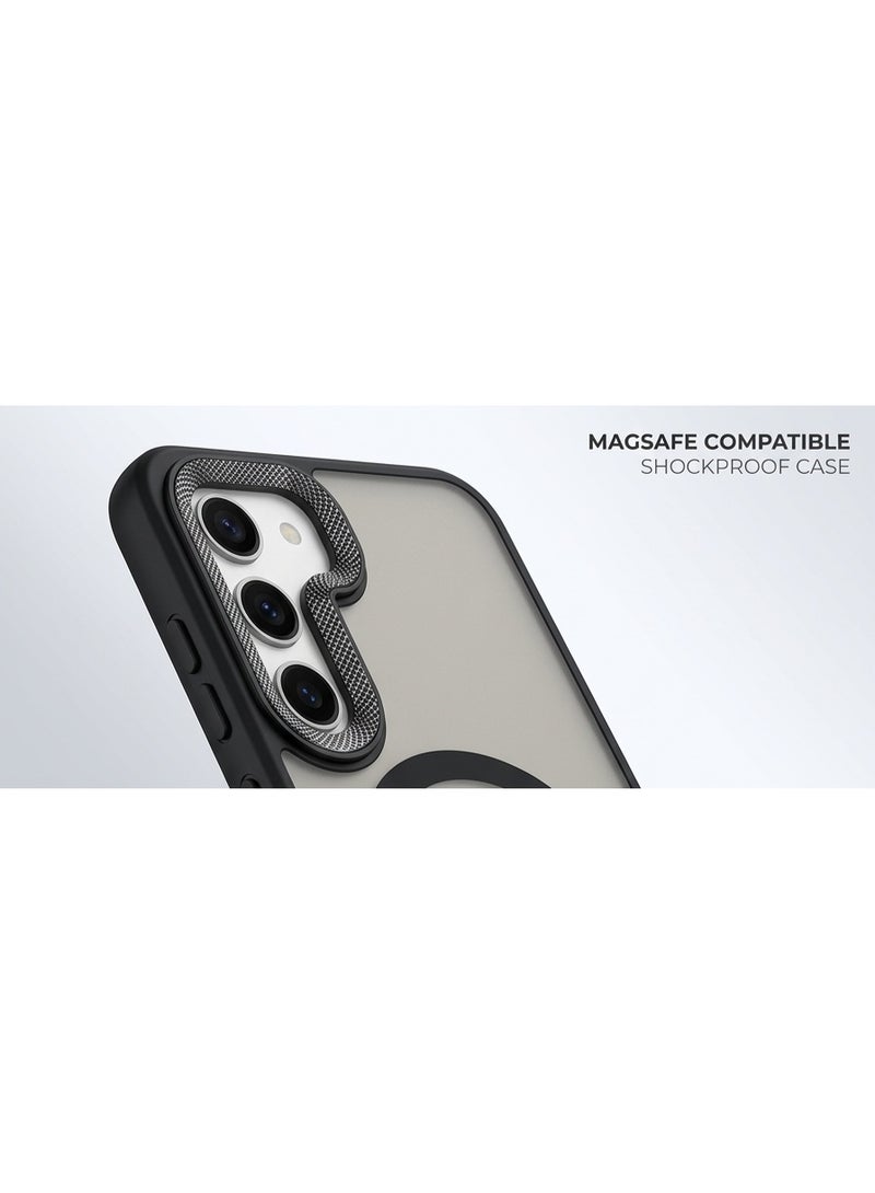 غطاء حماية نحيف مغناطيسي شفاف غير لامع لهاتف سامسونج جالاكسي S22 الترا، متوافق مع MagSafe مع فتحة قلم S Pen، أسود - Image 2