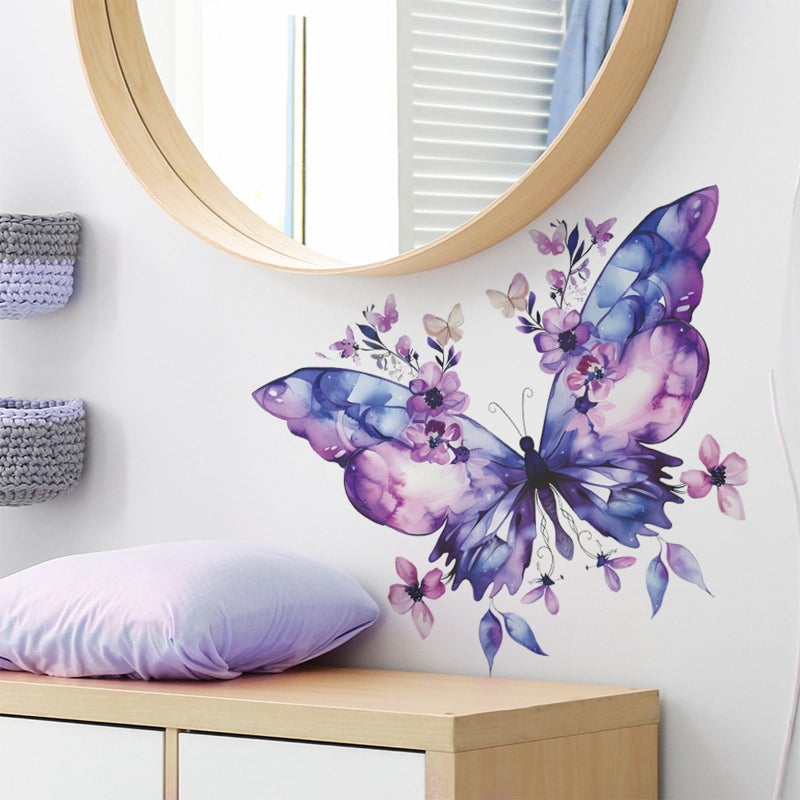 TUOKING Purple Butterfly Wall Stickers Removable Wall Murals Peel and Stick Wall Art Decal Home Decor for Kitchen,Bedroom,Living Room(fun-e89) - Image 3