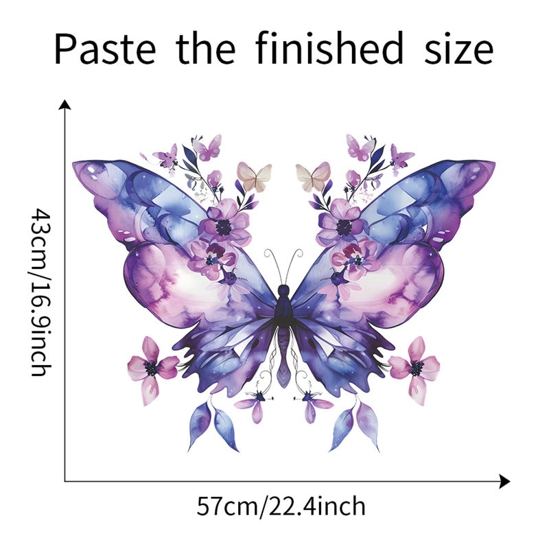TUOKING Purple Butterfly Wall Stickers Removable Wall Murals Peel and Stick Wall Art Decal Home Decor for Kitchen,Bedroom,Living Room(fun-e89) - Image 2