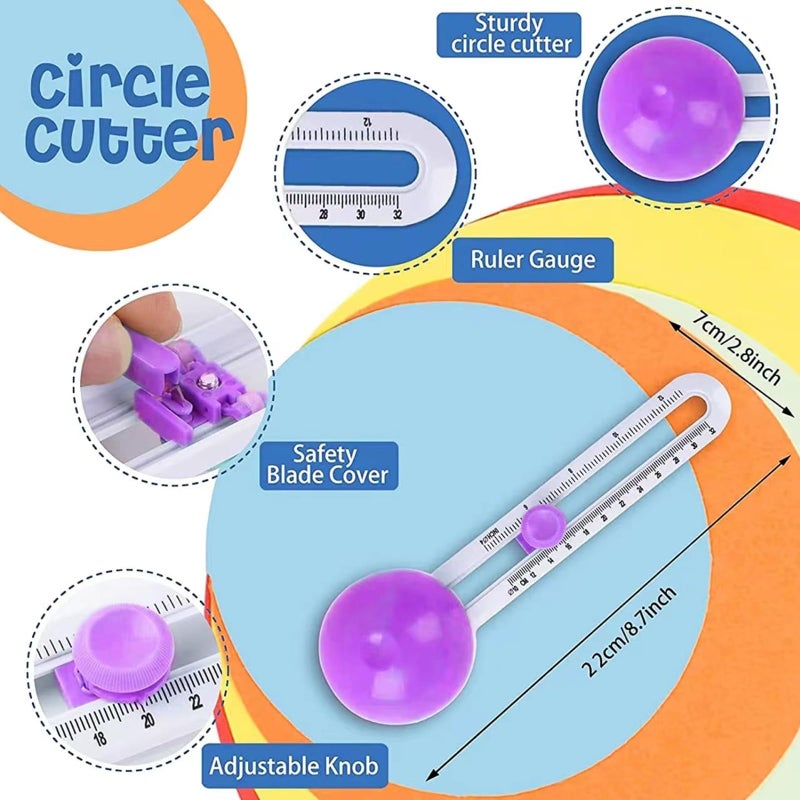 HKKYO Circle Cutter, Circle Cutters for Paper Crafts, Paper CircleCutters, Circle PaperCutters, Circular Cutters, Cardboard Circle Cutter, Adjustable Craft Cutting Tools, Cutting Diameter 4'' to 12.5'' - Image 3