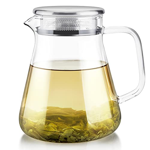 Teabloom One-Touch Tea Maker, 2-in-1 Teapot and Kettle with Stainless Steel Filter Lid for Loose Tea – Stain-free Borosilicate Glass Teapot (27 Oz) – Tea Connoisseur's Choice - Image 1