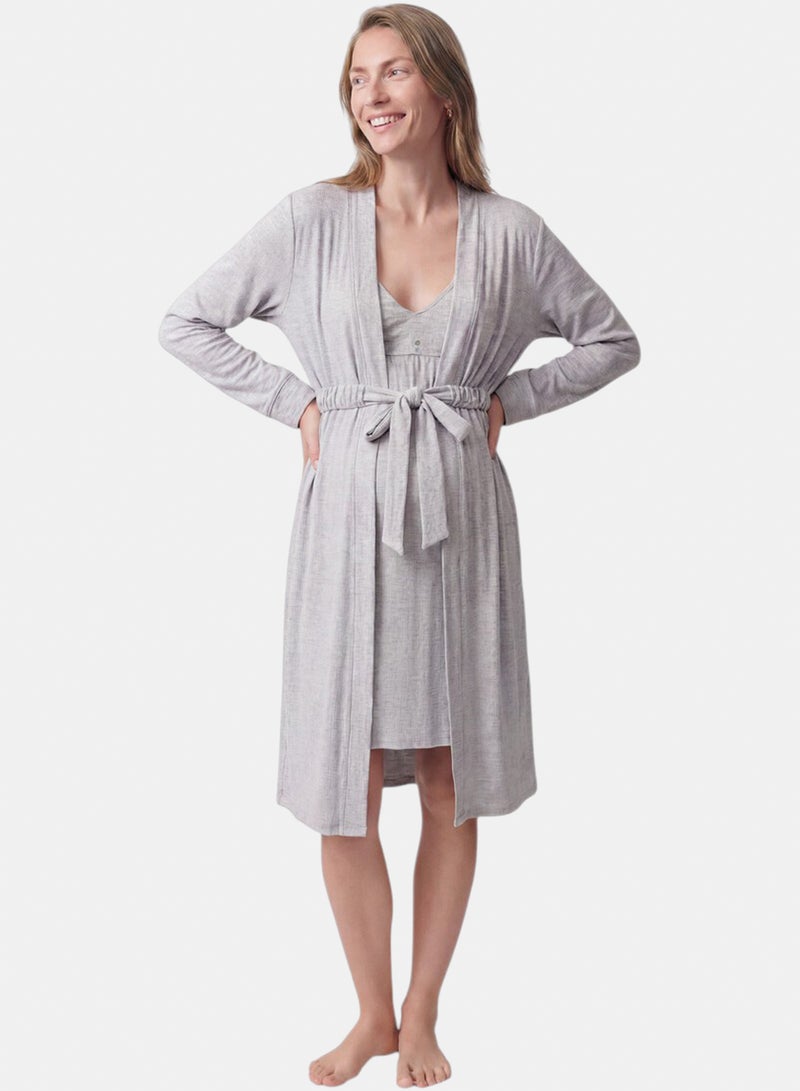 women'secret Midi robe with gray belt - Image 1