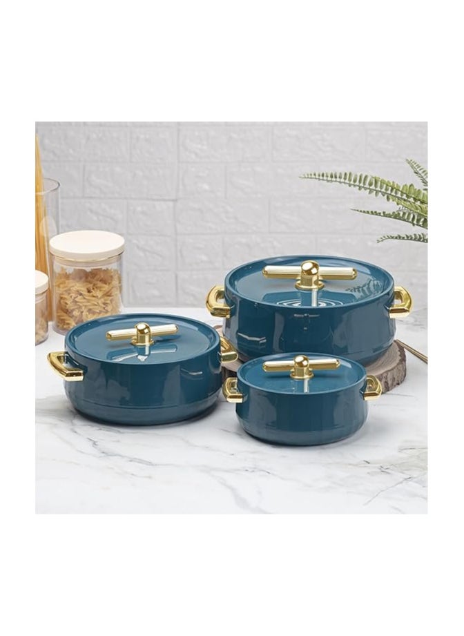 Atlasware Selvel Elegance Inner Steel Casserole Set of 3 (1700ml, 1200ml, 600ml)|BPA Free|Advanced P.U. Insulation|Keeps Food hot & Fresh Chapati, Roti, Biryani and More (Emerald Green)  - Image 3