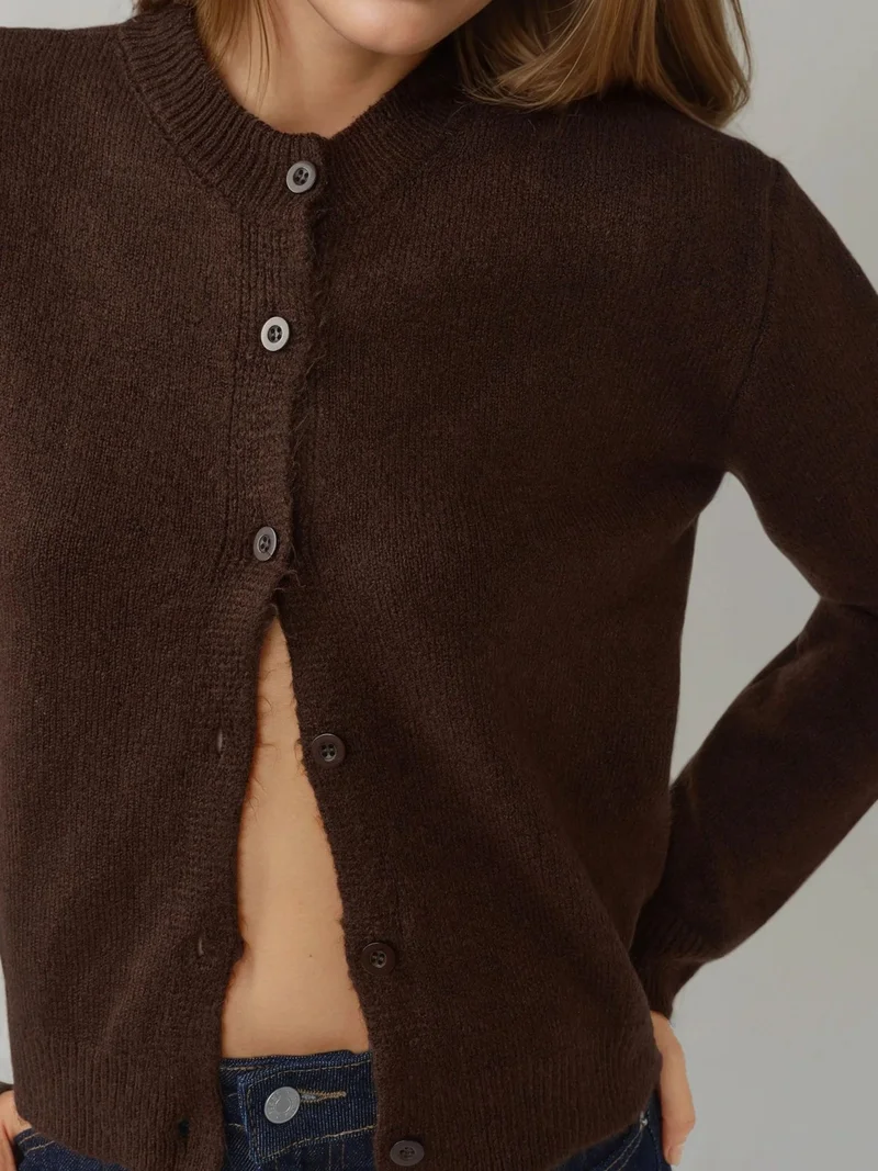 HICCUP Crew Neck Knitwear Soft Touch Cardigan