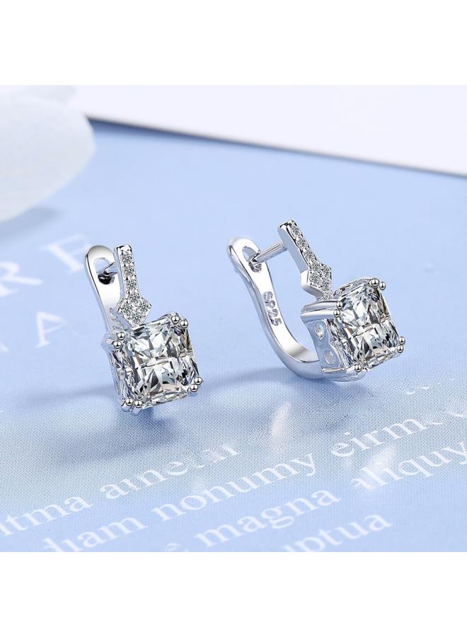 European And American Earring Female Square Zircon Earring Square Small Earring Diamond Geometric Earrings 
