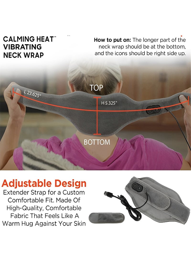 Heat Neck Wrap Electric Neck Heating Pad Mat with Vibrations & 3 Heat & 3 Vibration Settings & 9 Relaxing Combinations