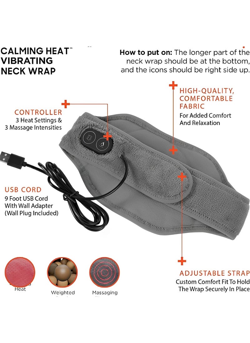 Heat Neck Wrap Electric Neck Heating Pad Mat with Vibrations & 3 Heat & 3 Vibration Settings & 9 Relaxing Combinations