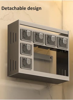 EzzySo Wall - mounted/Countertop Spice Storage Cabinet - Easy to Install, Equipped with 6 Spice Boxes for Kitchen, Containers and Canisters for Kitchen and Dining, Spice Storage Inside the Cupboard, Seasoning Organizer for Kitchen Herb Jars  - Image 4