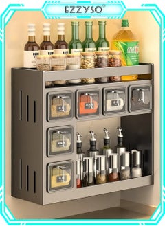 EzzySo Wall - mounted/Countertop Spice Storage Cabinet - Easy to Install, Equipped with 6 Spice Boxes for Kitchen, Containers and Canisters for Kitchen and Dining, Spice Storage Inside the Cupboard, Seasoning Organizer for Kitchen Herb Jars  - Image 1