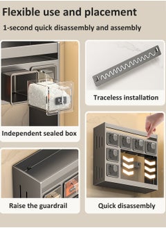 EzzySo Wall - mounted/Countertop Spice Storage Cabinet - Easy to Install, Equipped with 6 Spice Boxes for Kitchen, Containers and Canisters for Kitchen and Dining, Spice Storage Inside the Cupboard, Seasoning Organizer for Kitchen Herb Jars  - Image 3