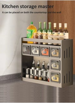 EzzySo Wall - mounted/Countertop Spice Storage Cabinet - Easy to Install, Equipped with 6 Spice Boxes for Kitchen, Containers and Canisters for Kitchen and Dining, Spice Storage Inside the Cupboard, Seasoning Organizer for Kitchen Herb Jars  - Image 2