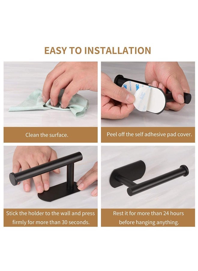 FLYROAD - Toilet Paper Holder,Brushed Nickel,Wall Mount, Upgraded Adhesive Toilet Roll Holder,no Drilling,Bathroom/Rv/Washroom,Stainless Steel,Rustproof (Black) - Image 1