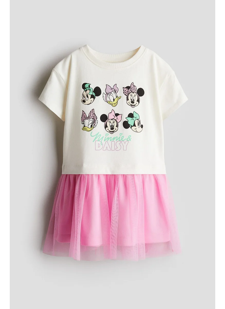 H&M Print-Motif Tulle Dress