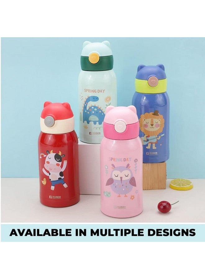 Kuber Industries Water Bottle for Kids | Owl Design Stainless Steel Flask with Straw, Cup & Fabric Cover | Food Grade Plastic Lid | Broad Fabric Strap | Leak Proof, BPA Free | 500 ml (Pack of 2) - Image 5
