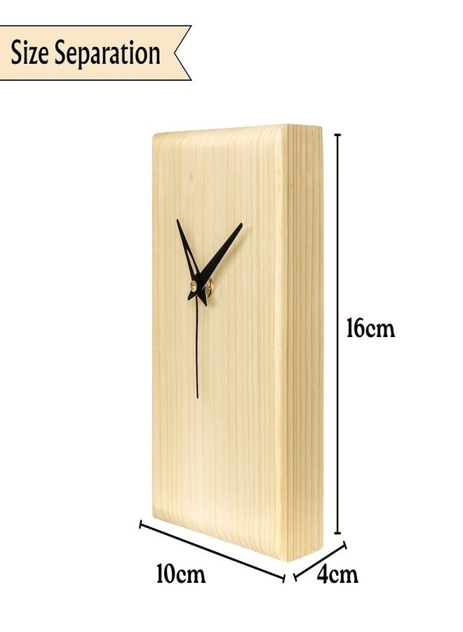InfiniteEshop Vintage Wooden Table Clock for Office & Bedroom | Natural Wood Desk Clock for Students & Kids for Home & Office Decor (Long) - Image 2