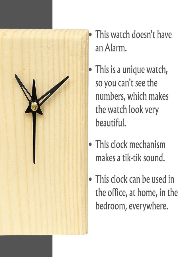 InfiniteEshop Vintage Wooden Table Clock for Office & Bedroom | Natural Wood Desk Clock for Students & Kids for Home & Office Decor (Long) - Image 4