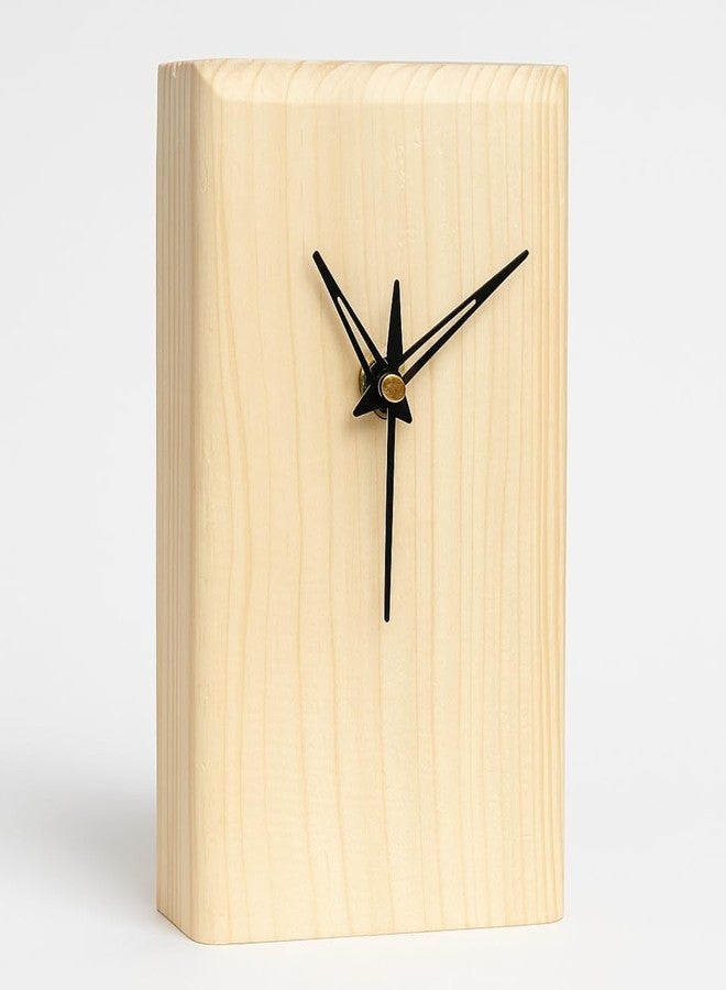 InfiniteEshop Vintage Wooden Table Clock for Office & Bedroom | Natural Wood Desk Clock for Students & Kids for Home & Office Decor (Long) - Image 1