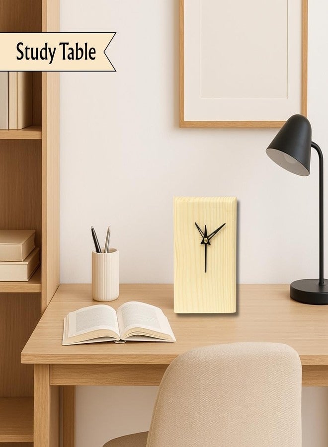 InfiniteEshop Vintage Wooden Table Clock for Office & Bedroom | Natural Wood Desk Clock for Students & Kids for Home & Office Decor (Long) - Image 5