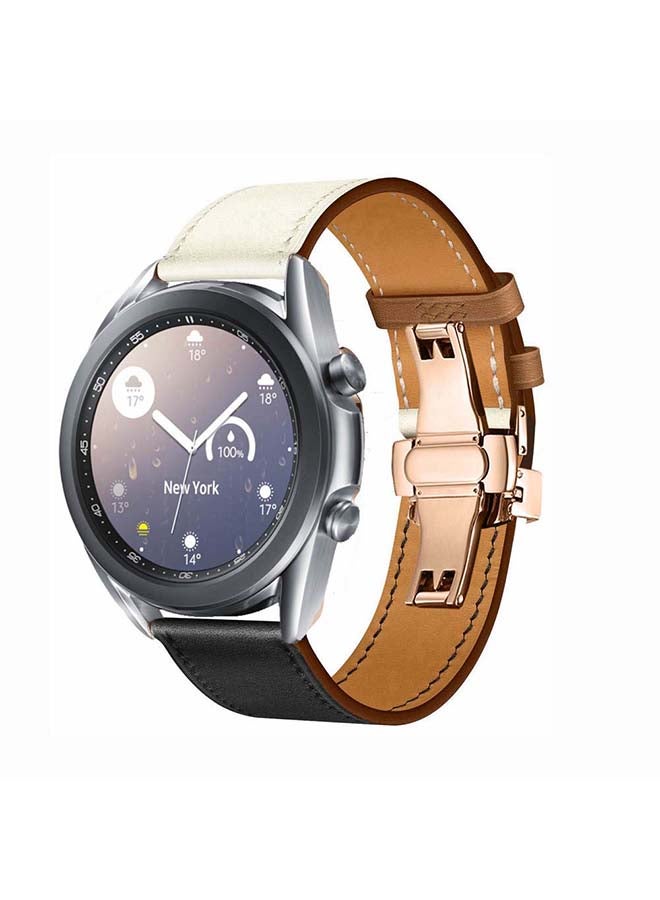 Perfii Replacement Band For Samsung Galaxy Watch3 41 Noir/Blanc/Gold Swift - White Black - Image 2