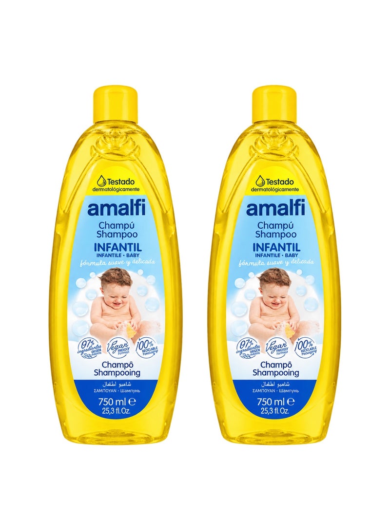 Amalfi Baby Shampoo Infantil, 750ml Bottle, Pack of 2 (Total 1500ml)