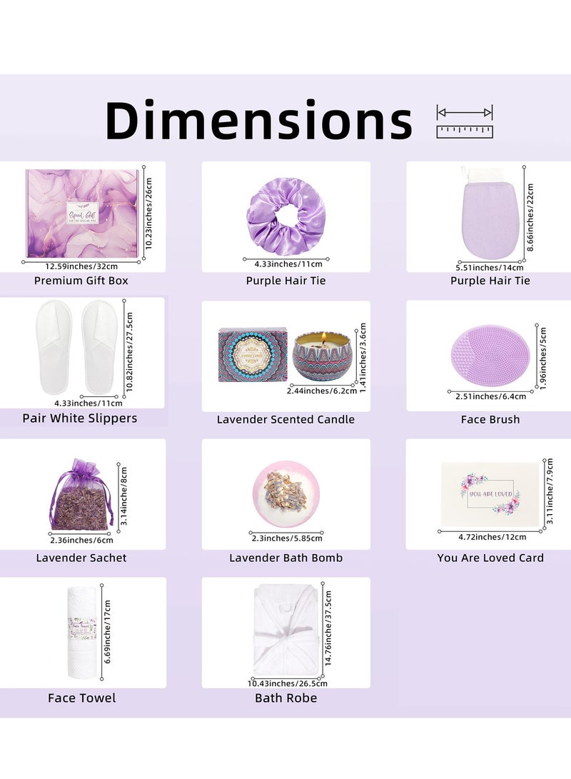 عربست مجموعة هدايا سبا للنساء، مجموعة مستلزمات الاستحمام والعناية بالجسم من لافندر إيسينشالز المكونة من 11 قطعة - مع رداء حمام ومناشف ونعال، هدايا للصديقة والأخت والأم؛ هدايا عيد الأم، هدايا عيد الميلاد للنساء - Image 2