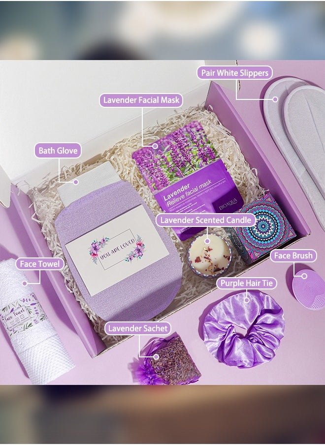 Bolivia's - Spa Gift Set for Women, Lavender Essentials Bath and Body 12 items Set - with Bathrobe, Towel, Slippers,Gifts for Girlfriend, Sister, Mom; Mothers Day Gifts, Birthday Gifts for Women - Image 1